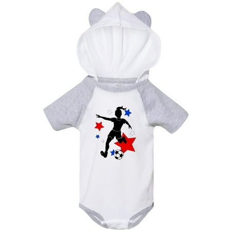 

Inktastic Girl Playing Soccer- Red White Blue Stars Gift Baby Girl Bodysuit
