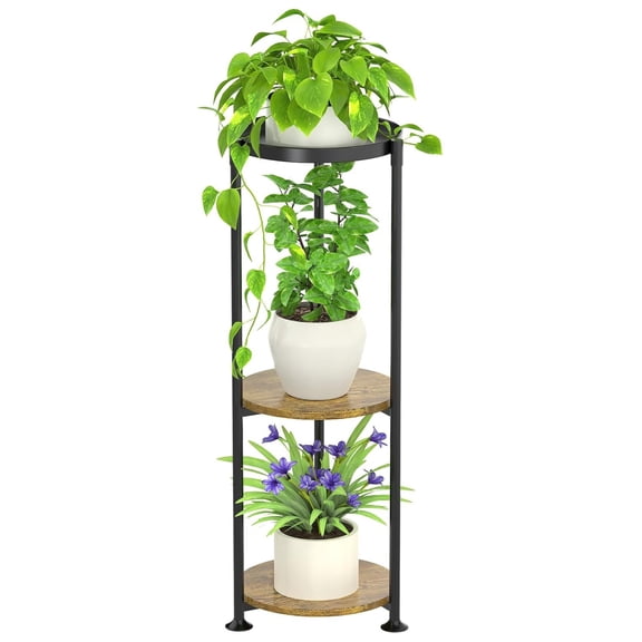 3 Tier Tall Metal Plant Stand Indoor Outdoor, Corner Plant Stands For Indoor Plants Multiple, Heavy Duty Flower Pot Display Shelf Plant Holder for Garden Patio Balcony Living Room(Black)