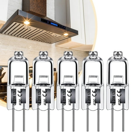 

5PCS G4 Halogen 20W Bulbs G4 12V 20W with 2800k Warm White Long Lifespan G4 Bi-Pin Base Dimmable for Cabinet Light