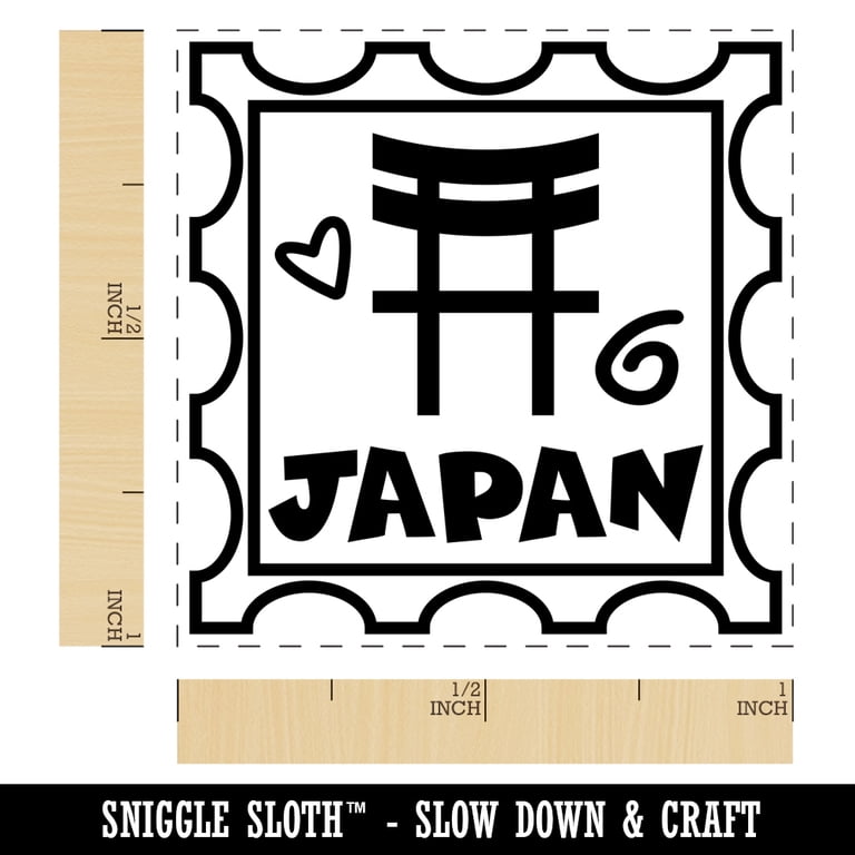 Japan Waving Flag Self-Inking Stamp - 1 Inch Small, Red Ink, Made In USA Rubber Stamper