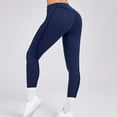 thumbnail image 4 of Olyvenn Womens Butt Lifting Leggings Tummy Control Exposed Lined Seams Yoga Pants Comfy High Waisted Workout Gym Compression Navy 4-6, 4 of 4