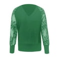 thumbnail image 4 of Bibifish Womens Sweaters V Neck Lace Long Sleeve Ribbed Knit Sweater Solid Color Pullover Tops Elegant Fall Winter Pullover Tops For Ladies, 4 of 4