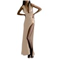 thumbnail image 2 of Fankiway Robe Aguichant Unie pour Femmes Dos Creux Longue Robe de Plage Grande Taille, 2 of 9
