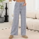thumbnail image 2 of Amzcrzy Pantalones Mujer A Rayas Informales Cintura Alta Cordón Elástico Tipo Bóxer Cómodos Holgados Anchos Con Bolsillos Tallas S-2XL Azul, 2 of 9