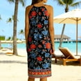 thumbnail image 4 of Roncen Robe Midi pour Femme Été Sans Manches à Col en V Robes Décontractées Coupe Ample Bohème Plage Vacances Robe d'Été à Imprimé Floral, 4 of 8