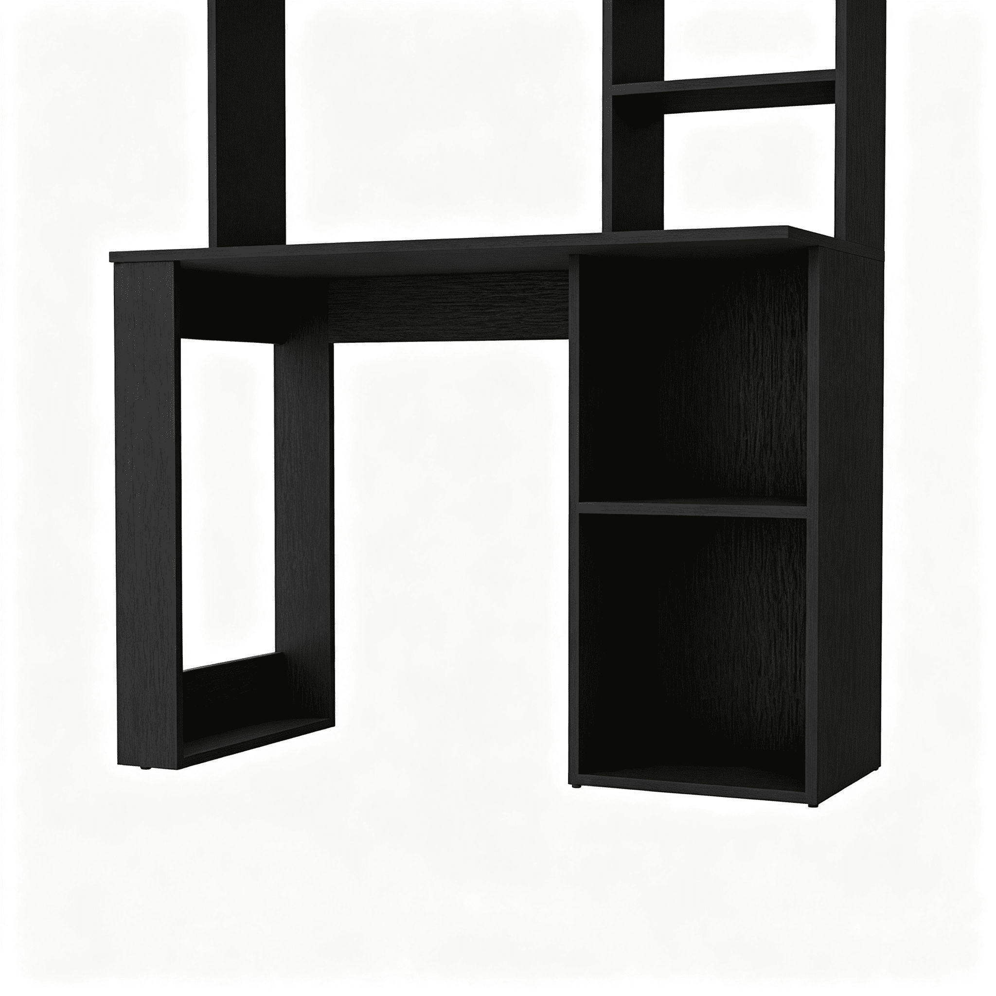 Asteroutdoor Computer Desk with Hutch and Storage Shelves, Wenge
