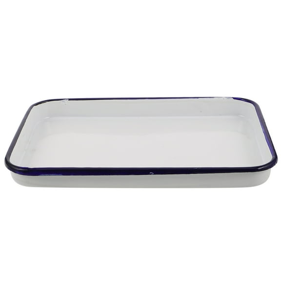 Raindrops Enamel Baking Sheet White Rectangular Nonstick Carbon Steel Home Use