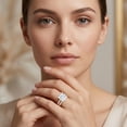 thumbnail image 6 of Rosec Jewels Lab Grown Diamond Wedding Engagement Ring Set - IGI Certified - 5 Carat Princess Cut Engagement Ring with Enhancer, 18K Yellow Gold, US 12.50, 6 of 9