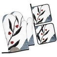 thumbnail image 2 of YFYANG Oven Mitts and Pot Holders Sets 4 Pieces, Non-Slip Heat Resistant Winter Red Berries Kitchen Glove Pot Mat for Cooking and Baking, 2 of 8