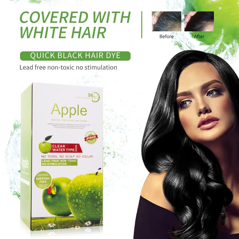 Maani Essence MOKERU Black Hair Dye Cream 500ml*2/Pack, Ammonia Free, Instant Hair Dye, 100% Gray Hair Coverage, Apple Hair Color, Black Hair Dye Shampoo for Men