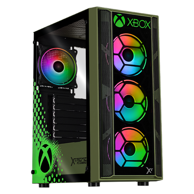 Gabinete XTREME PC GAMING XBOX Edition Media Torre 4 Fan ARGB Verde Militar CXTXBKRDG