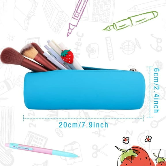 1 Pcack Pencil Case Silicone Pencil Pouch Small Pen Bag Makeup Bag Organizer Storage Bag Waterproof Cosmetic Zipper Pouch