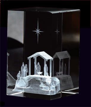 Nativity Scene Crystal Cube