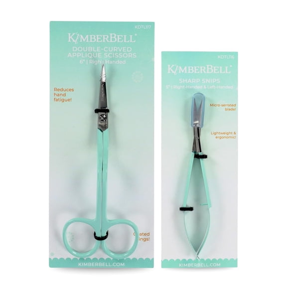Kimberbell Scissors Bundle – 5" Sharp Snips and 6" Double-Curved Appliqué Scissors – German Steel Blades for Precision Trimming in