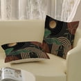 thumbnail image 4 of Boho Pillow Covers 18x18 Inch 2 Pcs Grey Brown Gold Green Tropical Leaf Mid Century Outdoor Decor Throw Pillows Modern Geometry Farmhouse Decoration Pillowcase Linen Cushion Cover for Couch, 4 of 6