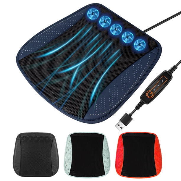 Coche, Alimentado Por Ventilador Usb, Diseño de Enfriamiento Rápido, Material Transpirable Seda Helada, Base Antideslizante, Velocidad Del Viento Ajustable, Uso En Coche, Oficina, Hogar, 17,7 X 17,7