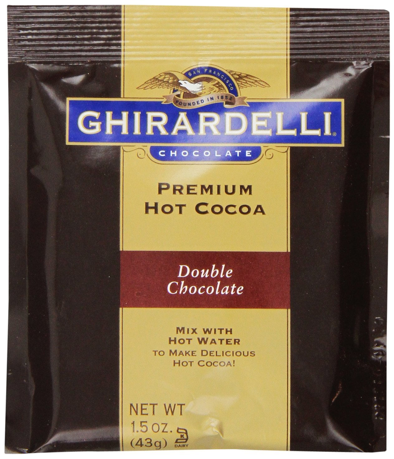 Ghirardelli Premium Hot Cocoa, Double Chocolate, 15 Single Serve Packets