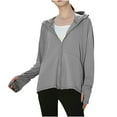 thumbnail image 3 of CFLVAEK Womens Sun Protection Shirts with Thumb Hole Long Sleeve UPF 50+ Hoodie Jackets Summer Casual Full Zip Clothing for Hiking Outdoor, 3 of 5