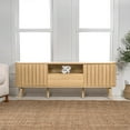 thumbnail image 6 of Damien 70 in. Farmhouse Curved TV Stand with Drawer and Storage Doors Fits TVs up to 75 in. with Cable Management, Oak, 6 of 8