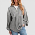 thumbnail image 2 of Towmus Womens Fall Sweatshirt Casual Waffle Knit Half Zip Pullover Loose Long Sleeve Tops, 2 of 4