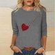 thumbnail image 1 of TaTaai Fashion Women's Round Neck 3/4 Sleeve Top, Heart Printed Loose Blouse, Soft Lightweight Fabric for Daily Home Casual Occasions Gift, 1 of 5