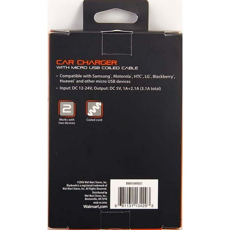 Onn 2.1A Wall Charger Combo Black