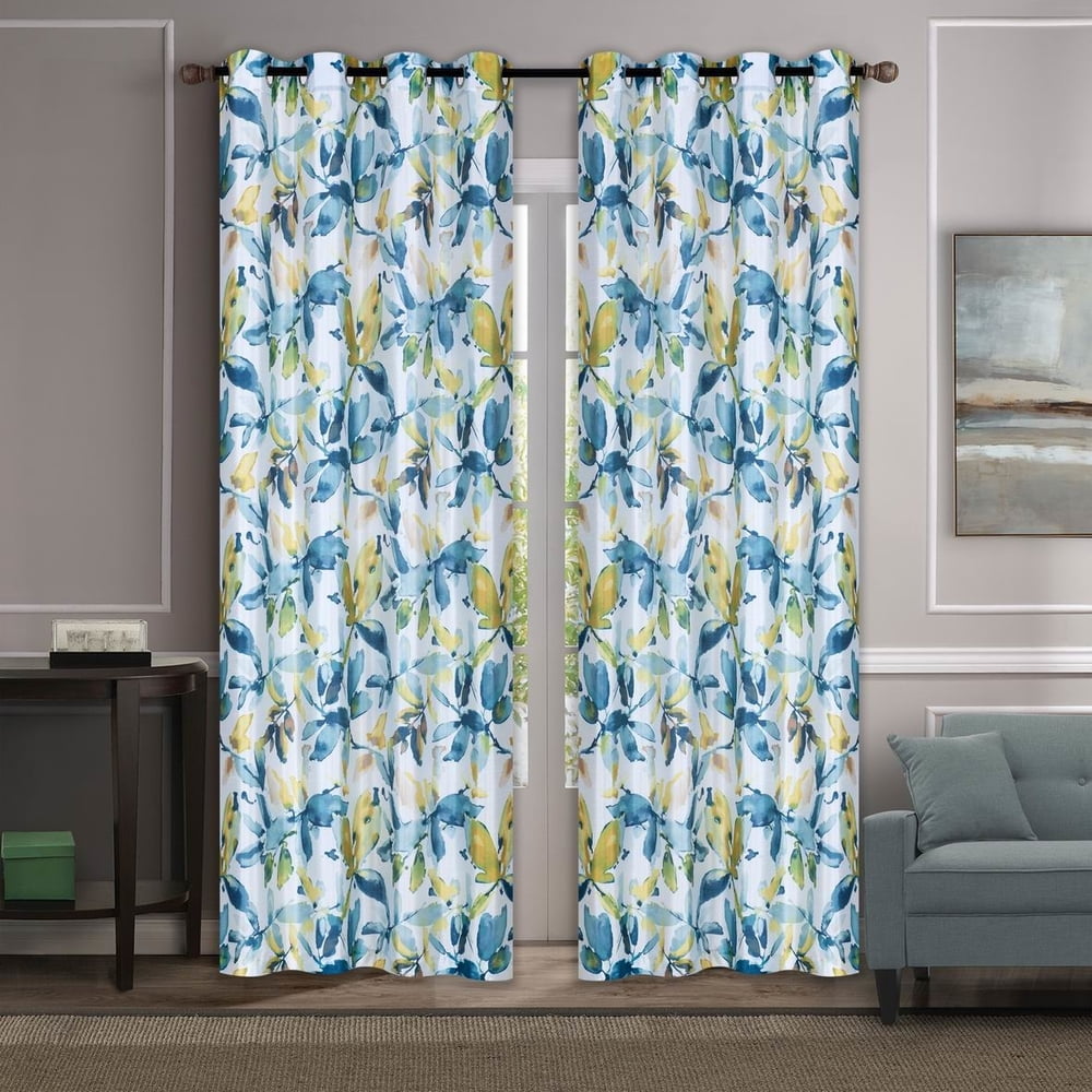 1PC Floral Design Grommet Printed Woven Blackout Room ...