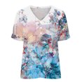 thumbnail image 4 of Lolmot Womens Plus Size Tops Fashion Casual Top Printing Button V-Neck Loose Split Short-Sleeved T-Shirt Blouse, 4 of 5