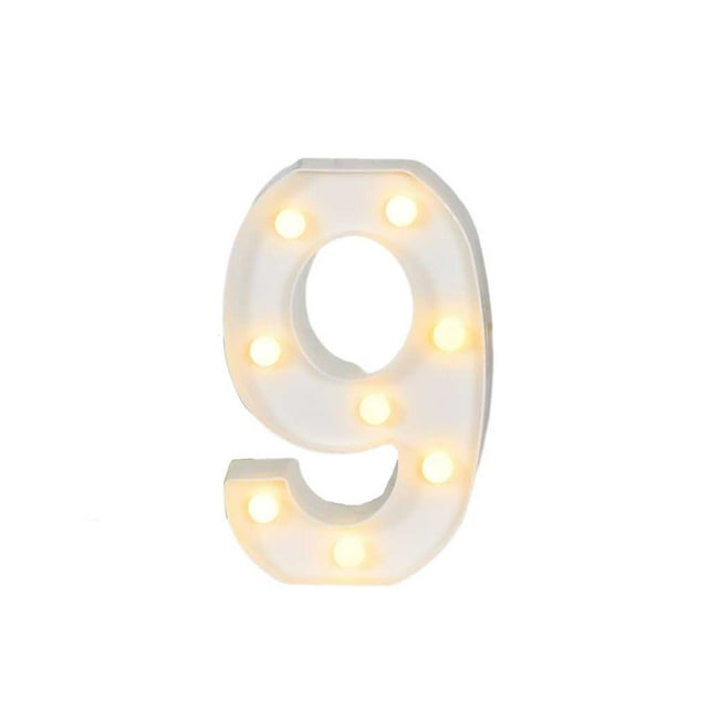 Naiovety Ceremonia de boda Aniversario Número en forma de luz Lámpara de números portátil con pilas Decoración de la fiesta del hotel de la oficina Kits de decoración para fiestas Número 9 Naiovety HA074859-10
