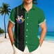 thumbnail image 1 of Ceisia Men's Summer St. Patrick's Day Casual Loose Fit Short Sleeve Turndown Collar Shirt Green Black Stripe Bowling Splash Print 4-Way Stretch Fabric Multicolor M Gifts, 1 of 6
