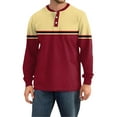 thumbnail image 4 of Hearthz Long Sleeve Henley Shirts for Men Fall 3-Button Color Block Mens Shirts Casual Crewneck Baseball Cotton T Shirts, 4 of 4