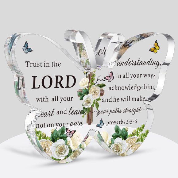 Regalos cristianos decorativos en acrílico Trust Lord Butterfly