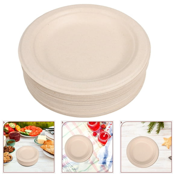HOOWIFFY 50pcs Disposable Plates Heavy Duty Paper Dinnerware For Parties Events Festivals Dessert Cake Platters