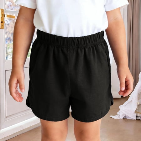 Girls Kids Cotton Summer Shorts Elastic Waistband Breathable Soft Play Shorts for Kids Everyday Casual Bottoms Black Size 2 T