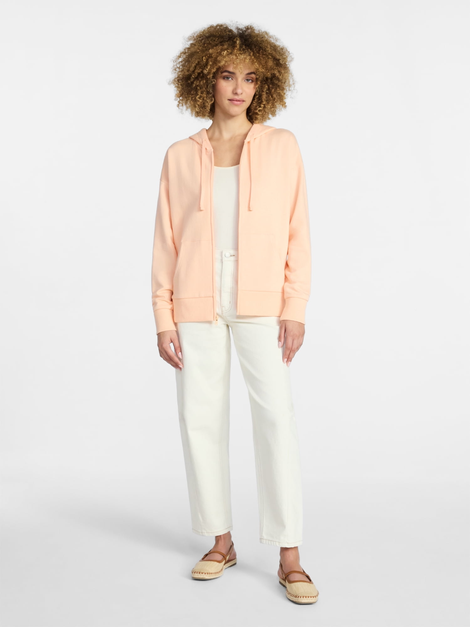 Time and Tru Women's and Women’s Plus Zip Front Fleece Hoodie Jacket, Sizes XS-4X