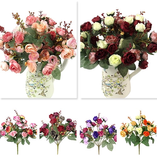 1 Bouquet 21 Head Artifical Plastic Rose For Wedding Home Decor Silk Flower 
