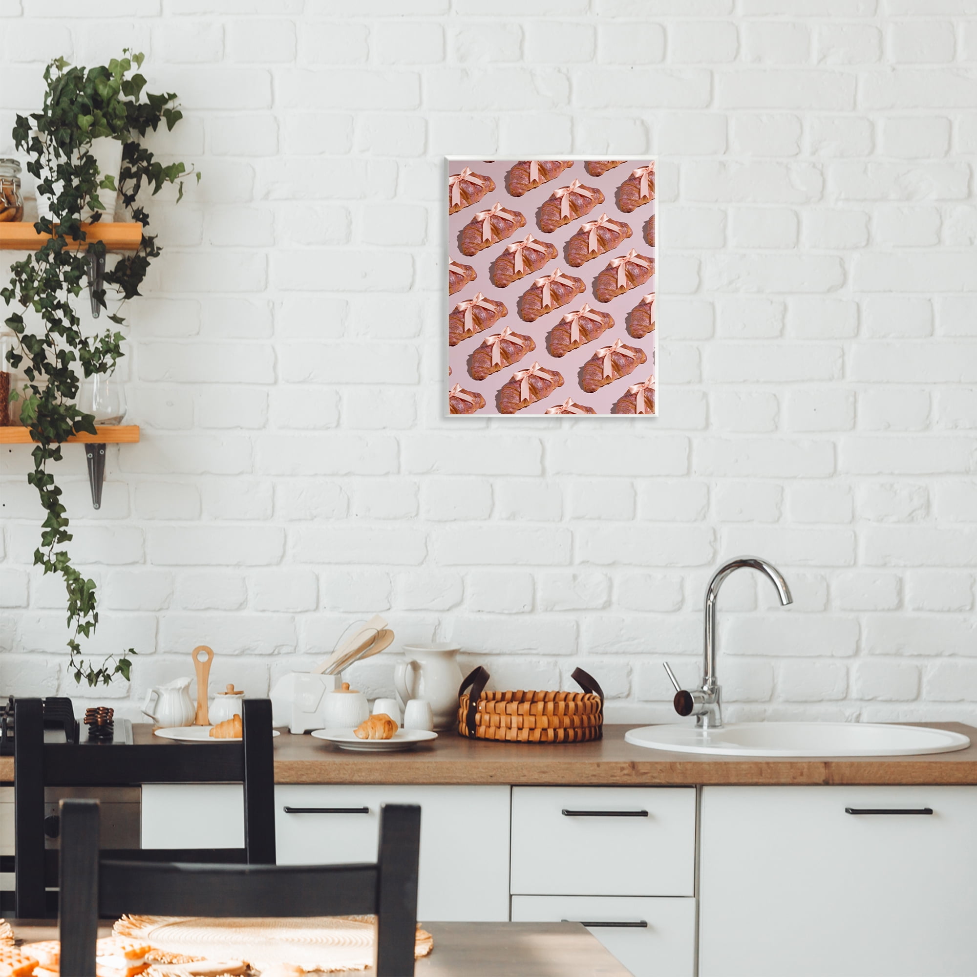 Stupell Industries Croissants with Ribbons Pattern Wall Plaque Art, design by LISH Creative