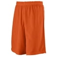 thumbnail image 2 of Augusta L Longer Length Mini Mesh League Shorts Orange 738, 2 of 2