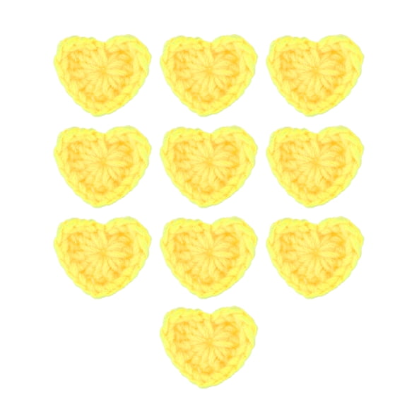 Unique Bargains 10pcs Heart Shaped Crochet Applique Patches for DIY Costume Clothing Repair DIY Crafts Decoration Yellow