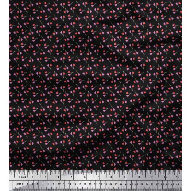 Soimoi Poly Georgette Fabric Flower Artistic Printed Craft Fabric by The Yard 52 Inch Wide