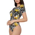 thumbnail image 2 of Daiia Excavator At Work print Women's Crew Neck Short Sleeve Bodysuit Fashion Tops Fit Casual Basic Extender Bodysuit-Medium, 2 of 9