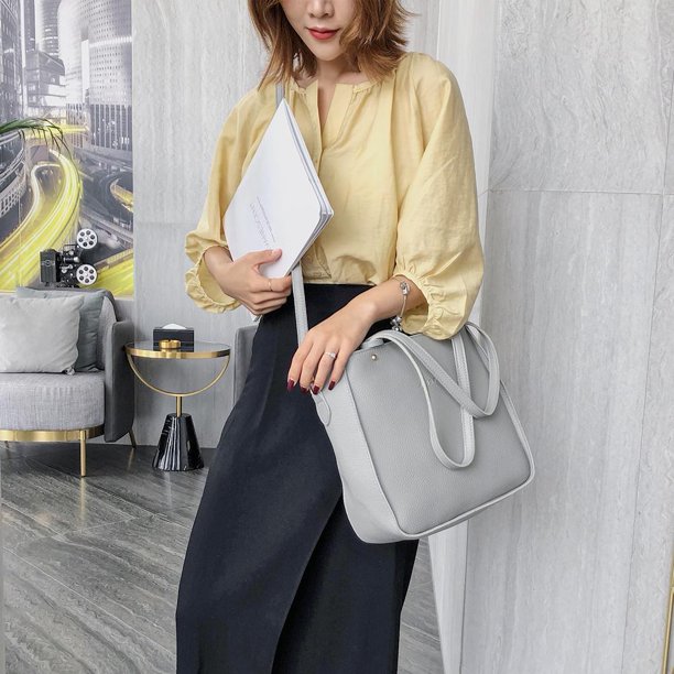 Bolsa 4 unids/set patrón Litchi mujeres bolsos de hombro embrague Totes tarjetero (gris) JShteea Para Estrenar