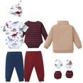 thumbnail image 2 of KIMI BEAR Newborn Baby Boy Layette Set 0-3 Months Winter Clothes 3 Packs Rompers Pants Coat with Hat Gloves Outfits Set Essentials Clothing Brown, 2 of 8