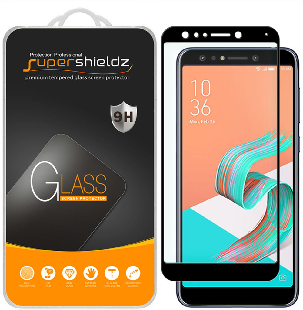 [2-Pack] Supershieldz for Asus ZenFone 5Q  [Full Screen Coverage] Tempered Glass Screen Protector, Anti-Scratch, Anti-Fingerprint, Bubble Free (Black Frame)