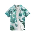 thumbnail image 4 of Abcomgle Youth Hawaiian Shirts Boys Summer Palm Tree Print Boys Beach Shirt Button Down Short Sleeve Holiday Boys Dress Shirt,Light Green,12-13Years, 4 of 5