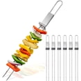 thumbnail image 1 of Brochetas para barbacoa, brochetas para asar de acero inoxidable con control deslizante (13" (paquete de 6)) Tenedores y brochetas para barbacoa portátiles para exteriores, 1 of 5