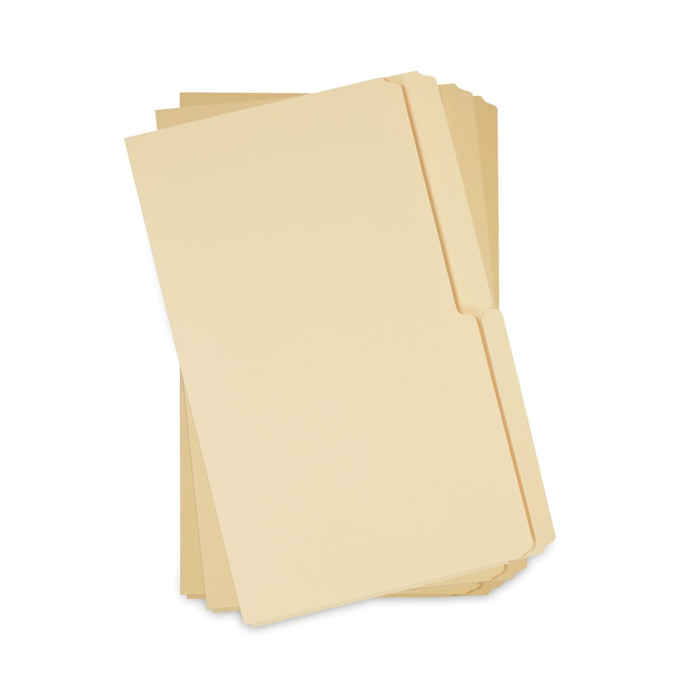 Universal Top Tab Manila File Folders, 1/2-Cut Tabs, Assorted Positions, Legal Size, 11 pt. Manila, 100/Box -UNV15112