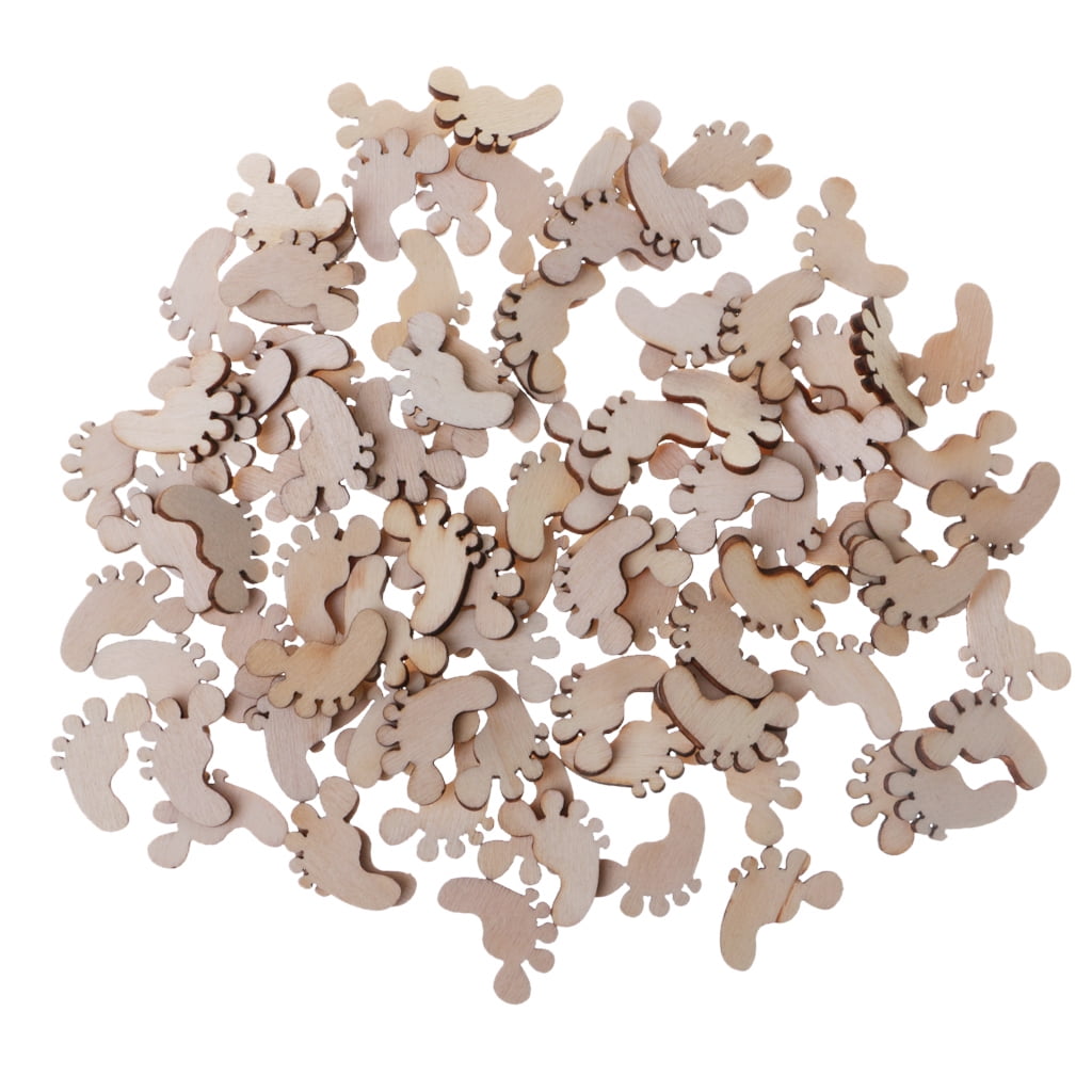 100pcs Wooden Shape Embellishment Cut Out DIY Blank Crafts