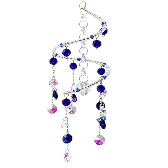 7.87in Spiral Crystal Suncatcher Wind Chime Hanging Ornament, Rainbow Prism Bead Window Light Catcher for Home Wall Decor