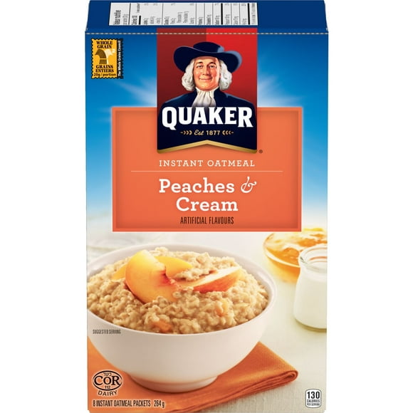 Quaker Peaches & Cream Flavour Instant Oatmeal, 264g